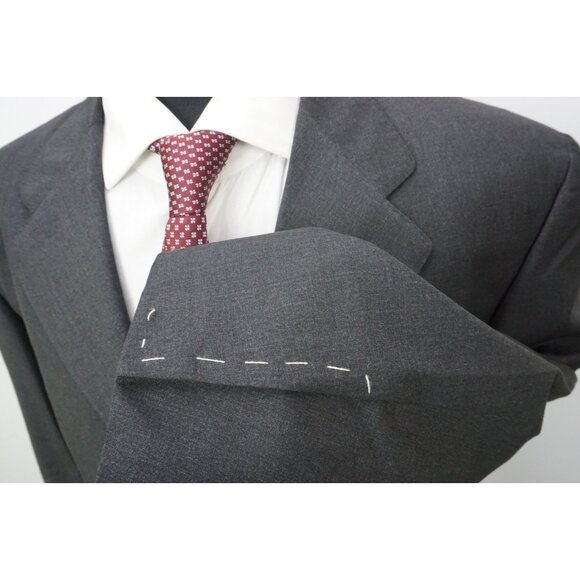 Isaia Patrizio Gray Wool 2 Pc Suit Jacket Pants Sz 44R Brand New - Picture 5 of 11